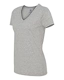 Fruit of the Loom Ladies Heavy Cotton HD V-Neck T-Shirt L39VR-Athletic Heather-M