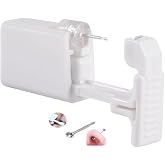 AM RONG MAGIC Upgraded Version Self Nose Piercing Gun Self Nose Piercing Gun Kit Safety Nose Piercing Gun Kit Tool (Silver&mdash;White Crystal)