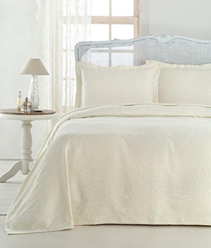 Gelin Home - 3 Piece 100% Chenille Luxurious Soft Quilted Jacquard Matelassé Bedspread - Champagne - King Size - 102" X 90"