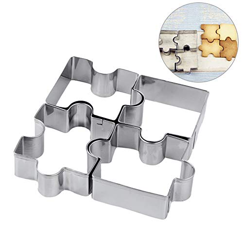Yunko 4 Pcs Cookie Cutters Stainless Steel Fondant Cutter Set Puzzle Cookie Cutter for developing Children's Intellectual and Practical Skills - Thumbnail 7