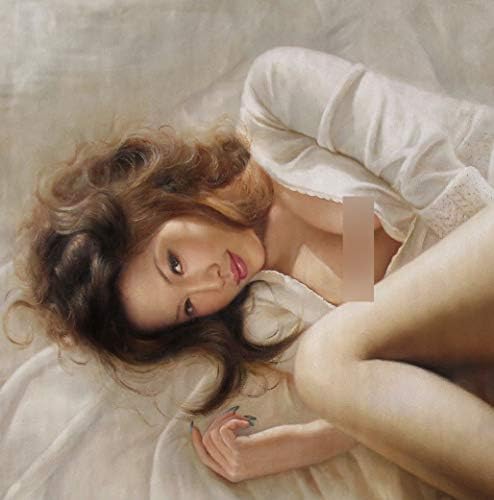 アートプリント 日本産 オリジナル油彩画油絵から来ました裸の女の子 セクシーモデル チャーミングな女性裸婦人物画 女性像ユニーク細密描写 綺麗な作品です Giclee Art Prints On Charming Nude Sexy Girl Realism Canvas Cotton 51x71cm Female