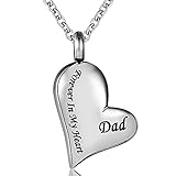 Cremation Urn Ashes Necklace Dad Forever in My Heart Stainless Steel Keepsake Waterproof Memorial Pendant (dad)