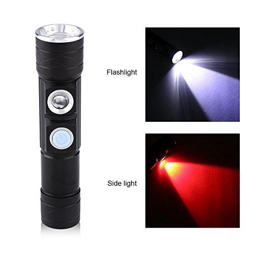 Flashlight,Ultra Bright High Lumen LED Tactical Flashlight USB Rechargeable XPE Mini Handheld Flashlight， USB Recharge Fake Currency Torch Flashlight(Red light) - Thumbnail 5