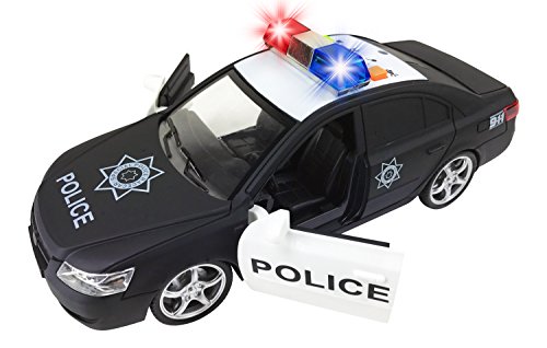 Liberty Imports Friction Powered Police Car 1:16 Toy Rescue Vehicle with Lights & Siren Sounds