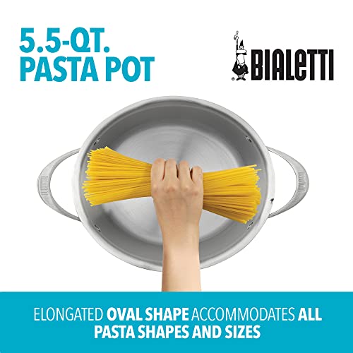 Bialetti Oval 6 Quart MultiPot with Strainer Lid, whole pasta, corn