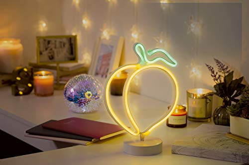 Merkury Innovations 12" Peach Multi-Color LED Lights Neon Signs Mood Light with Pedestal, Battery Operated Night Light Bedroom Decorations Lamp Home Party Decorations and Home Decor, Multi-Color