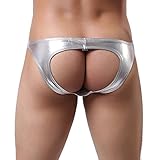 YouBin Men's Faux Leather Bikini Briefs Underwear Open Back Jockstrap Thongs Panties