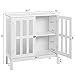 Yaheetech Floor Storage Cabinet with Glass Door and Storage Shelf, Wooden Console Table Display Storage Organizer Sideboard Buffet for Kitchen/Dining Room/Entryway/Bathroom, Accent Furniture White