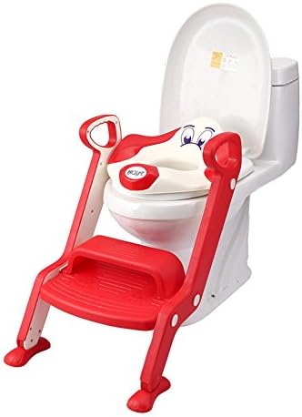 BTYZL Folding child seat toilet, ladder-auxiliary toilet seat, toilet seat, toilet escape, free, sat the baby cat ladder , red