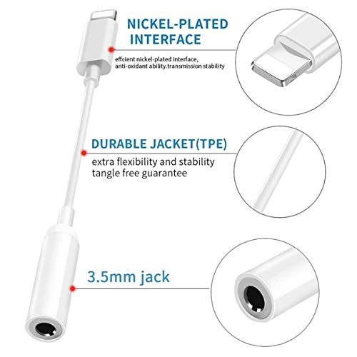 image for Ambrrhty Lightning to 3.5mm Headphone Jack Adapter for iPhone Xs/Xs Ma