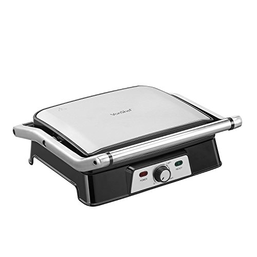 VonShef 220 240 Volts VonShef 2 in 1 2000W 4 Slice Sandwich Panini Press & Grill - Stainless Steel | Bundle With Dynastar Plug Adapters | 220v 240v (NOT FOR USA)