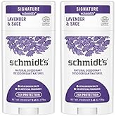 Schmidt's Aluminum-Free Vegan Deodorant Lavender & Sage with 24 Hour Odor Protection, 2 Count for Women and Men, Natural Ingredients, Cruelty-Free, 2.65 oz