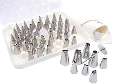 Pridebit Cake/Cupcake Decorating Tips Set 52 Pieces Tips Kit with Storage Case and One Cotton Pastry Piping Bag