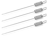 SimPrium - EasySlide BBQ & Grill 4 Piece 17inch Stainless Steel Skewer Set For Indoor & Outdoor Barbecue Cooking