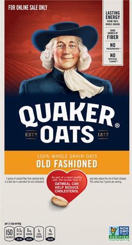 QUAKER OLD FASHIONED ROLLED OATS, NON GMO PROJECT VERIFIED, TWO 64OZ BAGS IN BOX, 90 SERVINGS, 4 POUND (PACK OF 2)