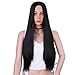 ForQueens Synthetic Long Straight Hair Wigs Black Color Full Wig for Women Middle Part Heat Resistant Wigs Long Wigs for Black Women