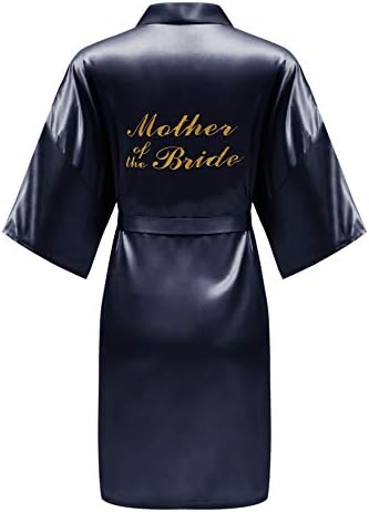 Bride Bridesmaid Robes with Glittering for Wedding Bridal Party Womens Short Silky Satin Robe One Size