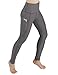 ODODOS Women's High Waisted Yoga Pants with Pocket, Workout Sports Running Athletic Pants with Pocket, Full-Length,Gray,Large