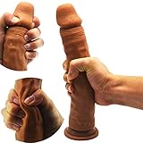 Big Double Layer Realistic Dildo, FAAK Slightly Bendable 9.5 Inch Soft G-Spot Premium Liquid Silicone Dual Density Huge Penis Dong with Suction Cup, Sex Toy for Female Masturbation