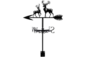 SUPERDANT Sika Deer Weathervane Sika Deer Wind Vane Weathercock Metal Weather Vane for Garden Farmhouse Decorative Outdoor Wind Measuring Tool Wind Direction Indicator Iron Weather Vanes for Yard