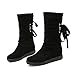 Blivener Women's Winter Back Lace Up Boot Mid Calf Snow Boots Black US 9