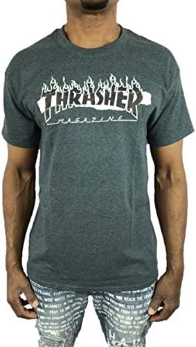 Amazon Thrasher スラッシャー Ripped Tシャツ フレイム ロゴ ダークヘザー グレー 炎 Flame メンズ スケート メンズ ストリート トップス 半袖 春 夏 Tsa435 Tシャツ カットソー 通販