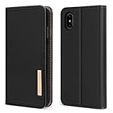 BENTOBEN iPhone Xs Max Wallet Case, Kickstand Genuine Leather Folio Flip Lightweight & Slim Fit Business Men Protective Case with Credit Card Slot Cash Pocket for Apple iPhone Xs Max 6.5'' - Black