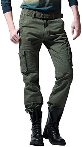 METERDE Men's Army Outdoor Casual Baggy Cargo Pants Trousers 36 Army Green