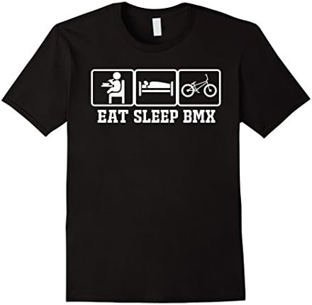 Men's Eat Sleep BMX Bike and Bicycle Racing T-Shirt Medium Black