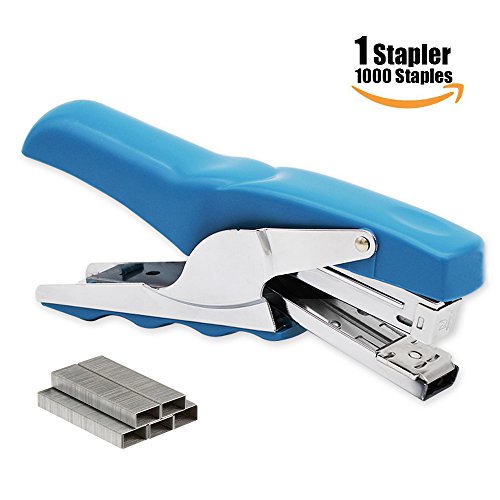 Staplers,Plier Stapler Set Hand Staplers Metal Stapler Office Supplies with 1000 Staples (Blue)