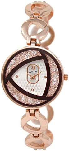 Sky Goal Amazing Luxury Gold Dial Analogue Watch Stainless Steel Rose Gold Band for Girl&Women