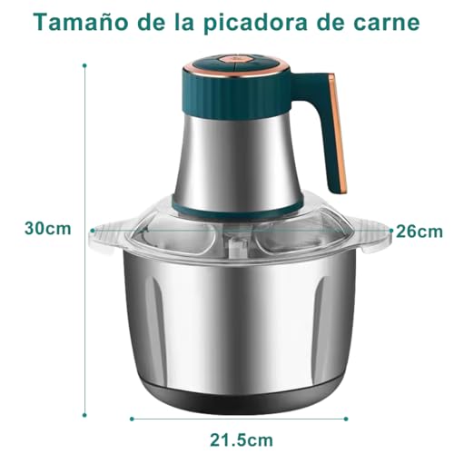 AHILAX Molino de Carne Electrico 5L, Picadora Eléctrica Acero Inoxidable Gran Capacidad Batidora 5 Engranajes Procesador de Alimentos Verduras Alta Potencia con 5 Cuchillas Afiladas