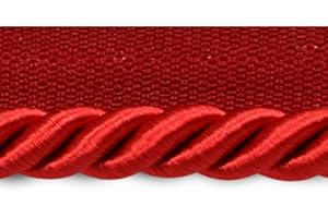 Trims by the Yard Hilda 3/8" Twisted Lip Cord Versatile Trim for DIY Crafts Picture Frames Home Decor and Fashion Items, 5-Yard Cut, Red