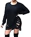 Chuanqi Women's Loose Hole Hollow Out Irregular Sweater