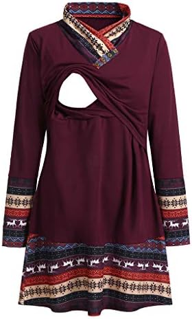 Missli Women's Mom Pregnant Nursing Baby Shirts Maternity Floral Print Tops Blouse Breastfeeding Clothes