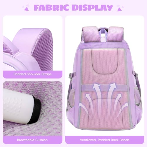 Amythe School Backpack Teenager Girl 46L, Grand Backpack School Girl Waterproof and Lightweight for Youth Girl, Purple