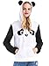 St. Jubileens Women's Cute Panda Print White and Black Fleece Hoodie Sweatshirts Tops Pullover (Small)