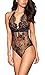 ALLoveble Women Lace Babydoll Teddy Underwear Black (S, Black)