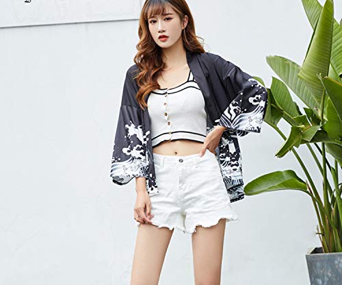 Harajuku Japanese Robes Loose Chiffon Cardigan Kimono Yukata Women Kimono Cosplay Costume,18.9,XXL - Thumbnail 2