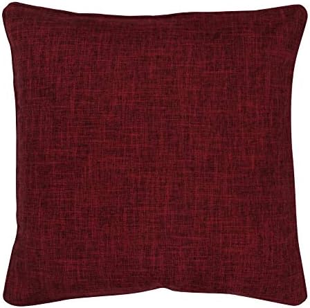 Encasa XO Polyester Chenille Cushion Cover Set of 1-50x50 cm (20"x20") Maroon - Decorative Cushion Covers Smooth Fabric, Washable Solid Color Medium Square Pillow Cover for Bed, Sofa, Chair
