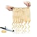 Real Clip in Hair Extensions Blonde 8 Pieces - Premium Women Straight Double Weft Thick Remy Hair Extensions Clip in on Human Hair for Short Hair (18