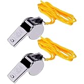 Apito Profissional de Metal com Cordão – Kit com 2 Unidades para Esportes, Treinamentos, Árbitros e Segurança