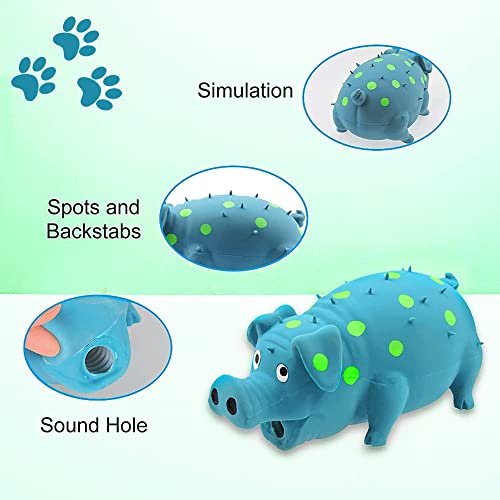 POPLAY Squeaky Pig Dog Toys, Blue Latex Grunting Pig Dog Toy, Anxiety Relief for Dog Puppy Chew Toys,Dog Squeeze Toy