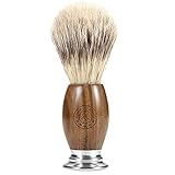 Luxury Mens Shaving Brush - For The Best Wet Shave. Made From Futura Synthetic Badger Hair, Exfoliating Stiff Bristles. Handmade Brazilian Sandalwood + Alloy Base. Pre Shave & Barber Approved.
