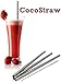 4 Stainless Steel Wide Smoothie Straws - CocoStraw Large Straight Frozen Drink Straw - 4 Pack + Cleaning Brush (4)