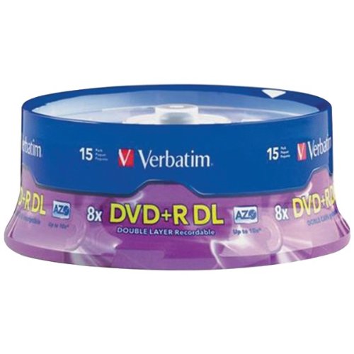 VER95484 - Verbatim DVD+R DL 8.5GB 8X with Branded Surface - 15pk Spindle