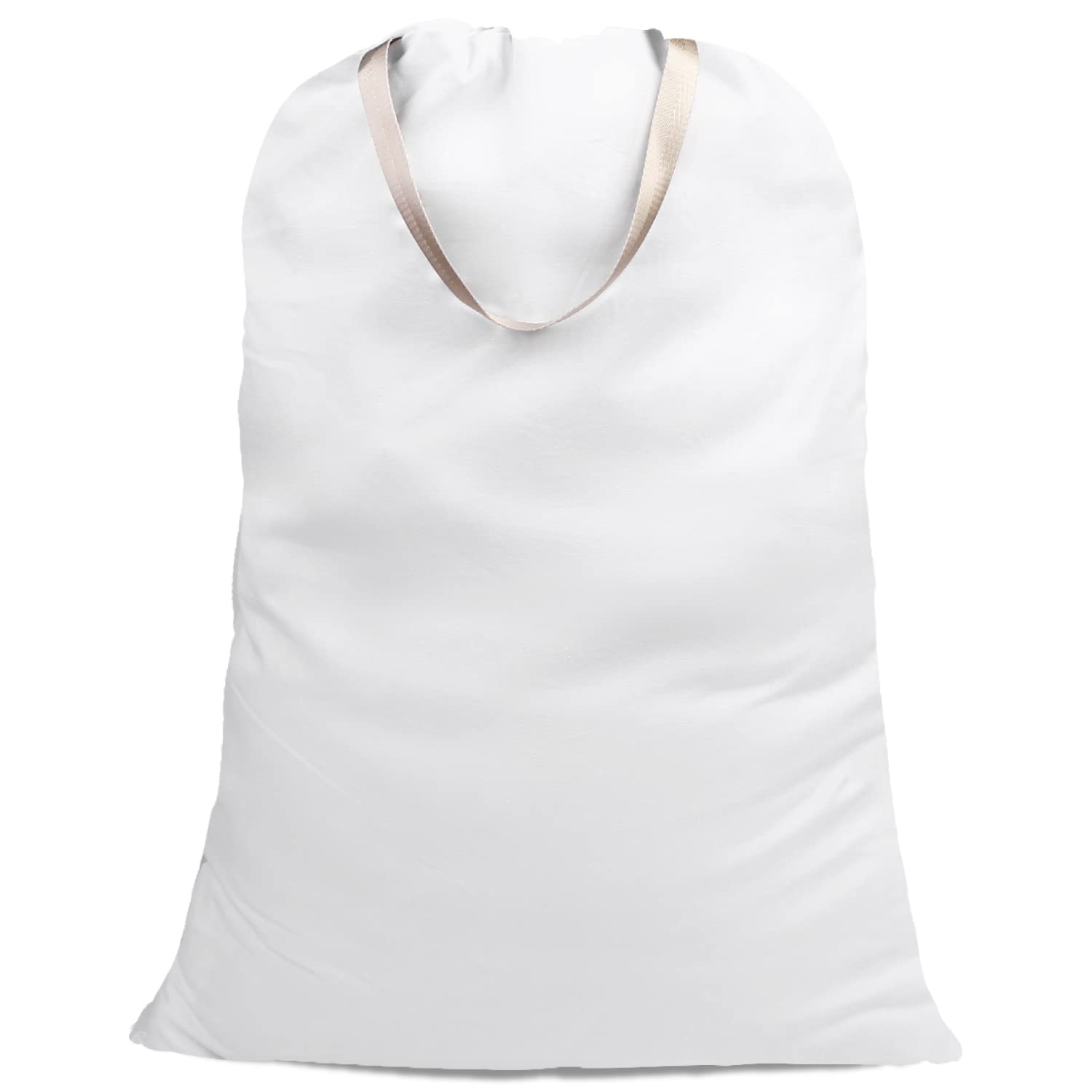 Photo 1 of Sanlykate Large Canvas Cotton Laundry Bag with Drawstring & Handles, Heavy Duty Durable Dirty Clothes Organizer, Tear Resistant Hamper Liner Storage Bag, Travel Sack, 25.5 x 34inch - White