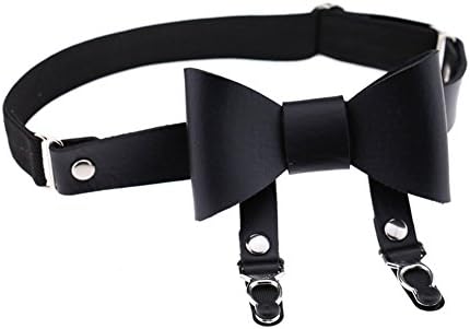 Softmusic Women Ladies Bowknot Leg Garter Faux Leather Elastic Punk Thigh Ring Belt