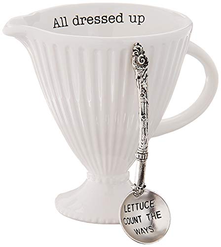 Mud Pie 4831009 Salad Dressing Serving Set, One Size, White