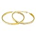 2 Inch Stainless Steel Gold Plated High Shine Inside-Out Hoop Earrings With CZ